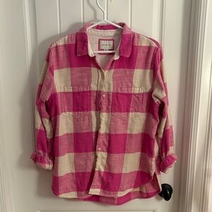 American Eagle Pink and Cream Textured Shirt